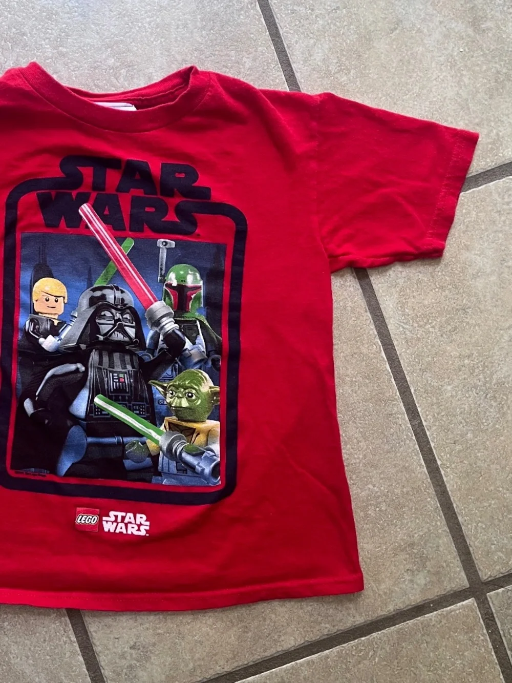 2015 Lego Star Wars Kids T Shirt XS 4/5 Darth Vader Yoda Boys Short Sleeve Tee
